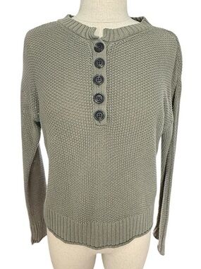 American Eagle Olive Green Henley Sweater XS Button Front Knit Casual